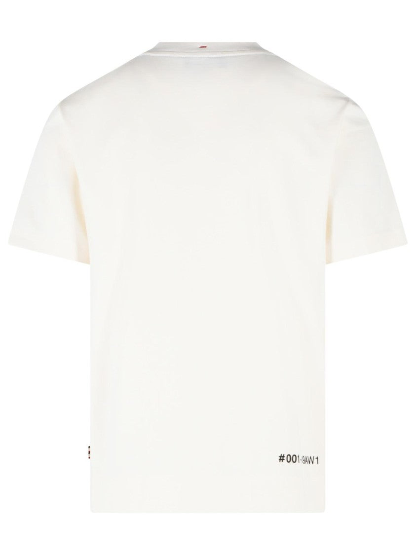 Moncler Grenoble Ivory White Stretch Cotton T-Shirt