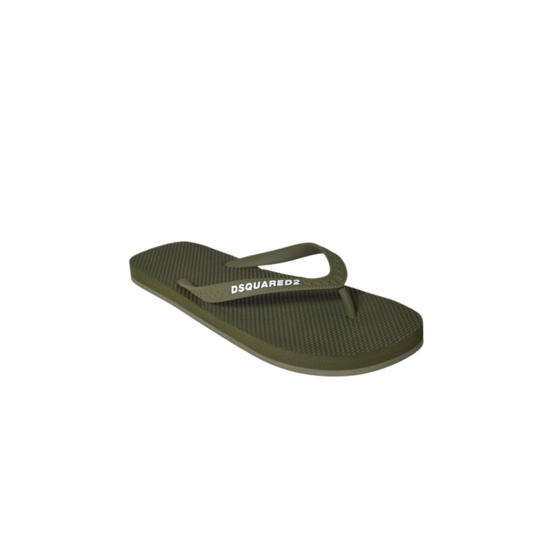 Dsquared2 Olive Green Rubber Logo Flip Flops