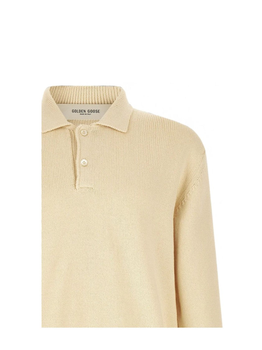 Golden Goose Beige Cotton Polo Sweater