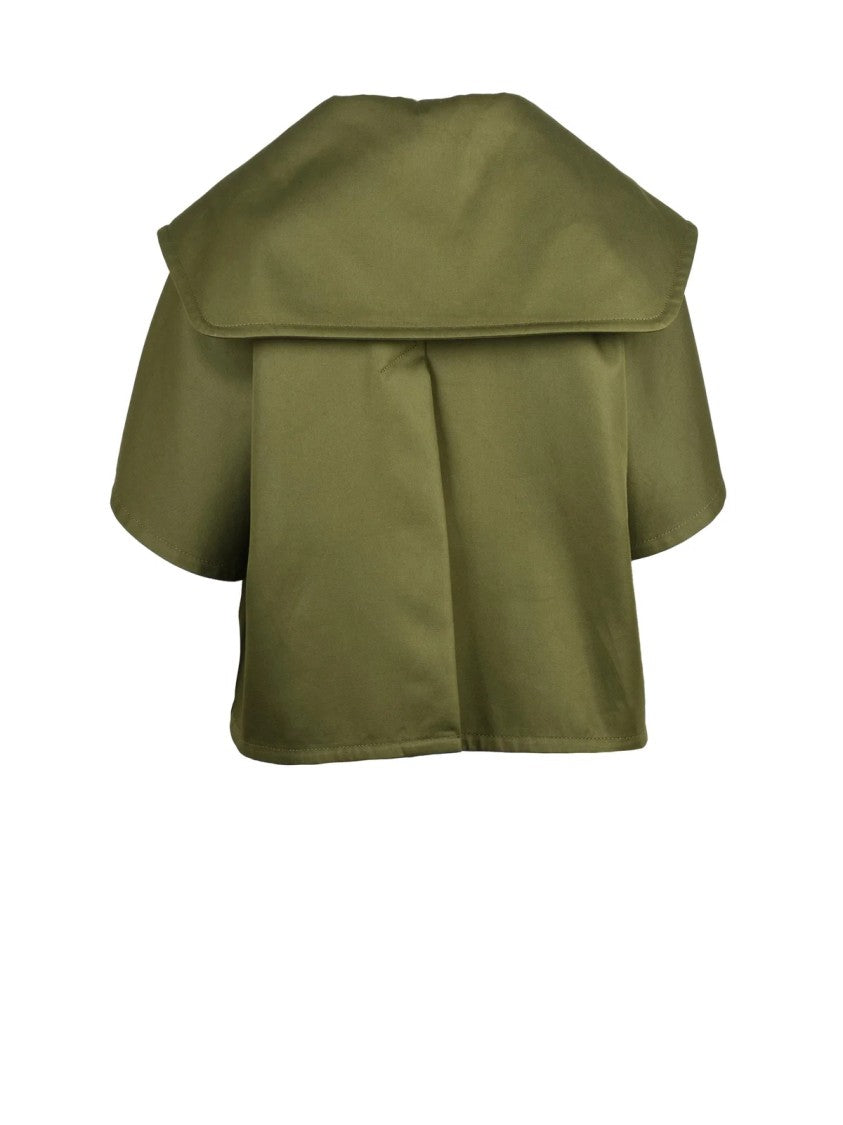 Max Mara Boxy Green Cotton Canossa Short Mantella