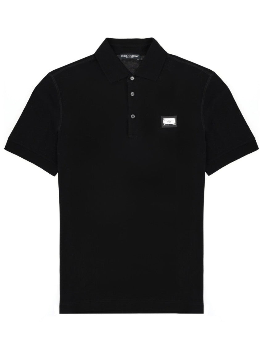 Dolce & Gabbana Patch Logo Short-Sleeve Cotton Polo Shirt