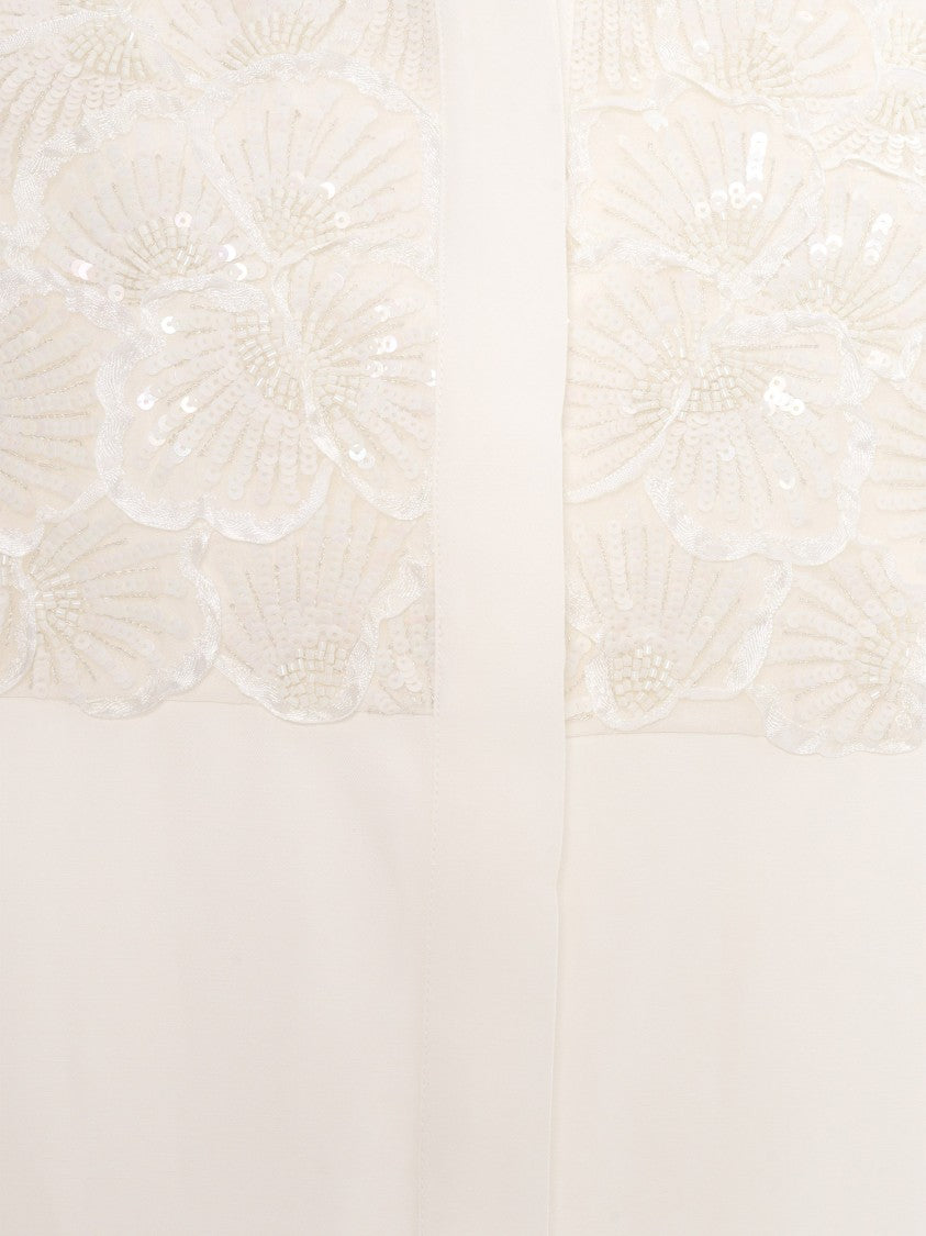 P.A.R.O.S.H. Embroidered Front Panel White Shirt With Classic Collar