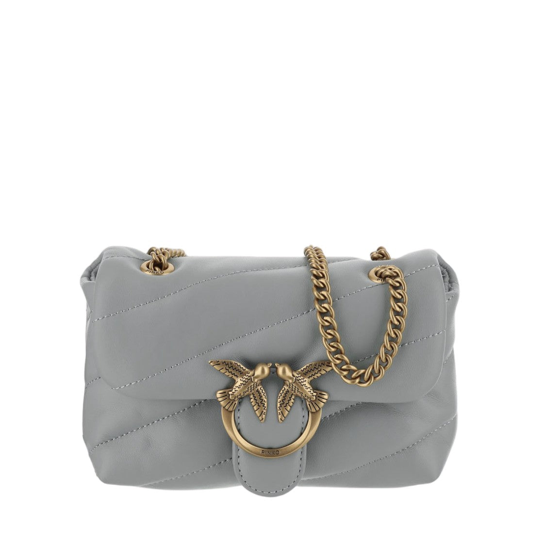 Pinko Diagonal Quilted Nappa Leather Shoulder Bag