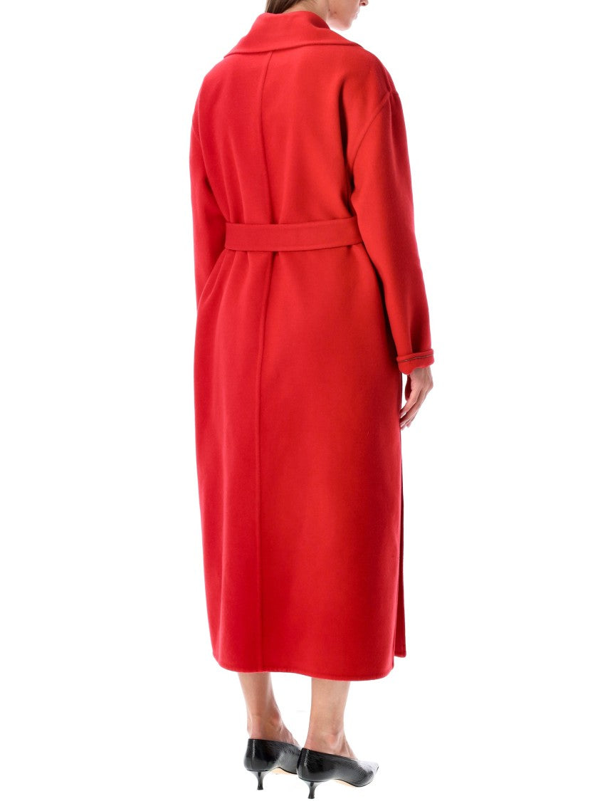 Fabiana Filippi Red Wool And Cashmere Long Coat