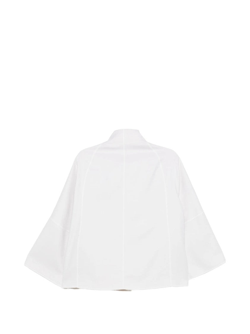 Moorer White Boxy Short Jacket With Wide Sleeves