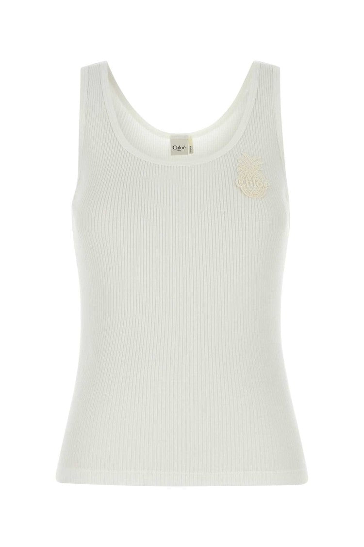 Chloé White Cotton Tank Top