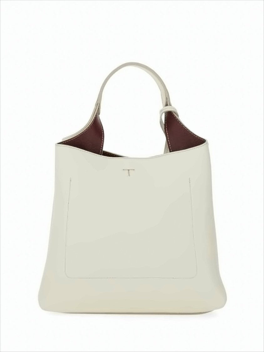 Tod's Structured White Calf Leather Tote Bag