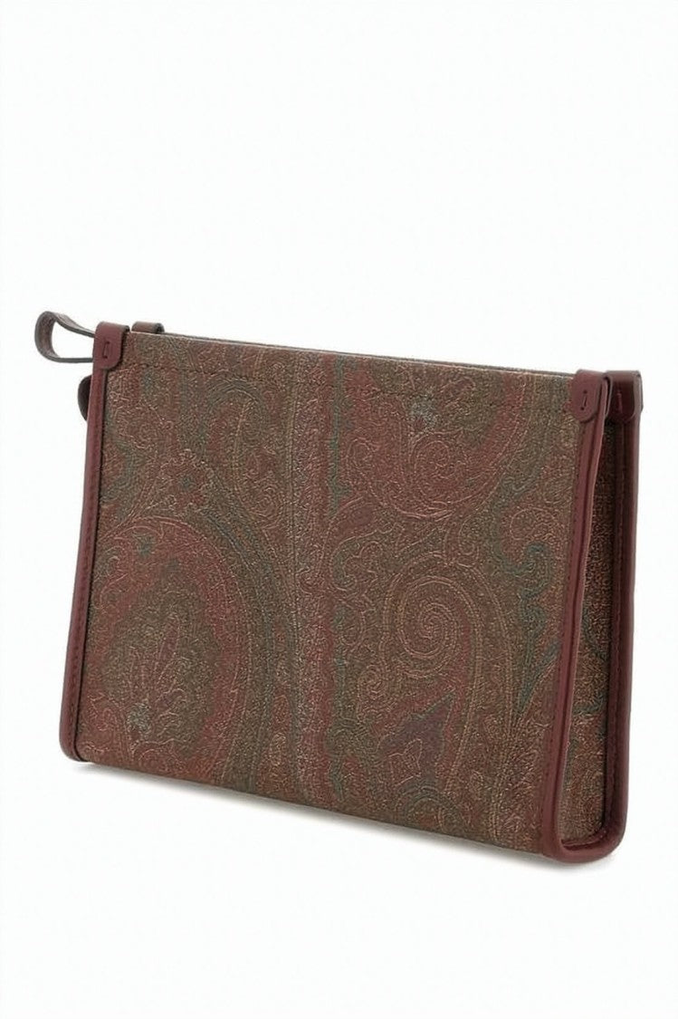 Etro Rectangular Clutch With Paisley Pattern And Gold Hardware