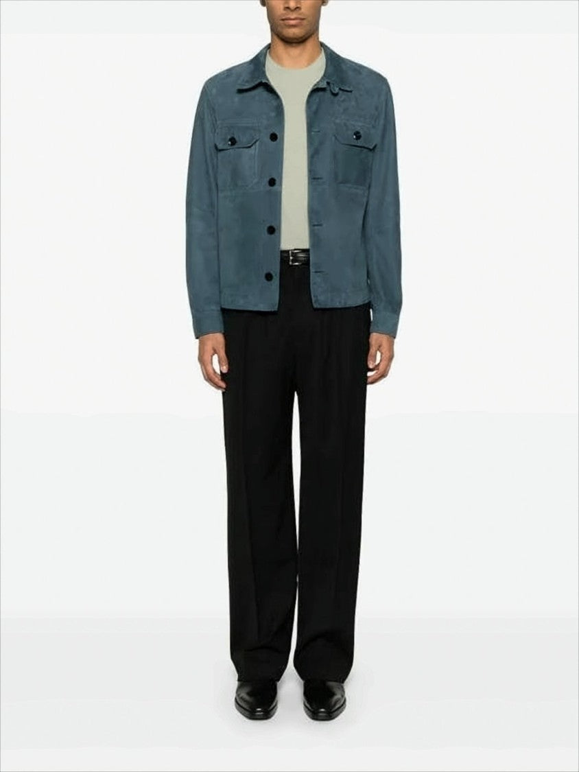 Tom Ford Structured Smooth Leather Jacket With Classic Collar