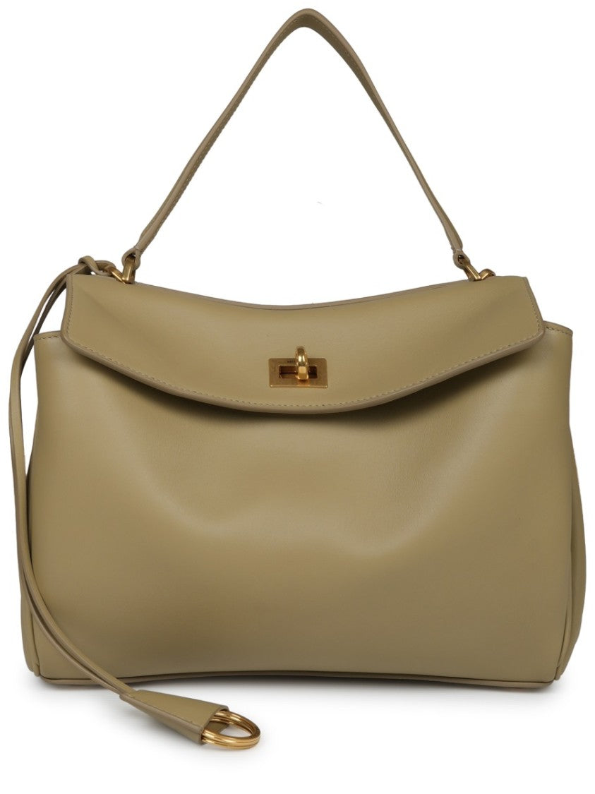Balenciaga Structured Smooth Leather Shoulder Bag With Gold-Tone Closure