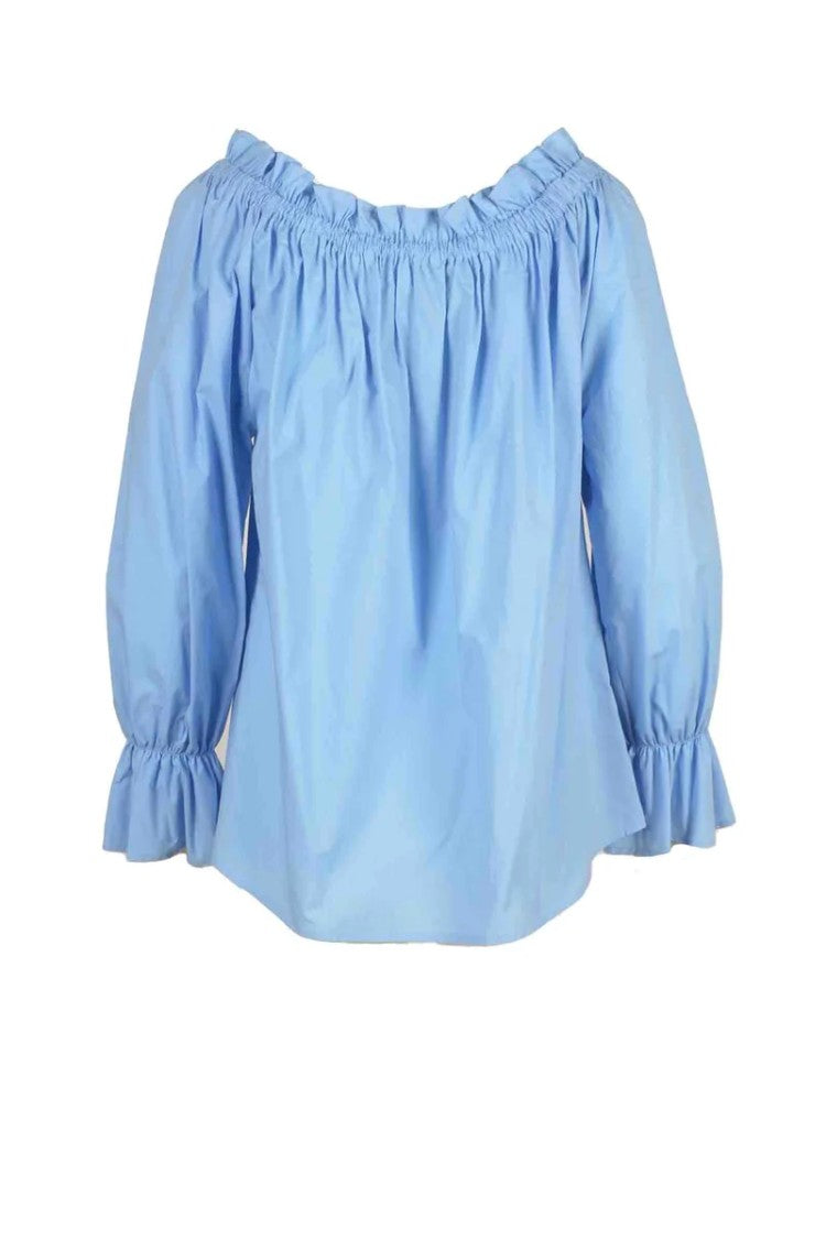 L Autre Chose Light Blue Cotton Blouse