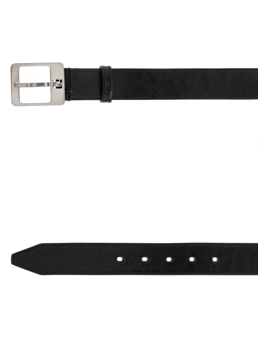 Fendi Ff Monogram Buckle Leather Belt