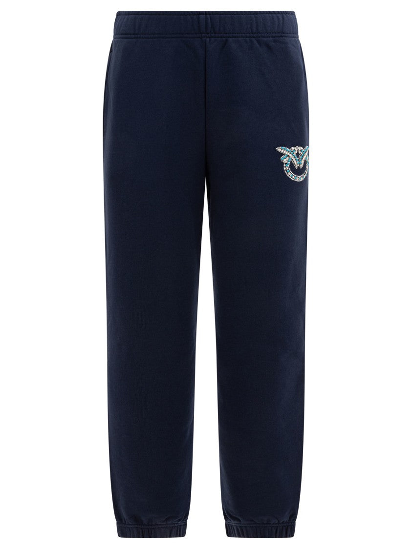Pinko Relaxed Fit Cropped Trousers With Decorative Emblem