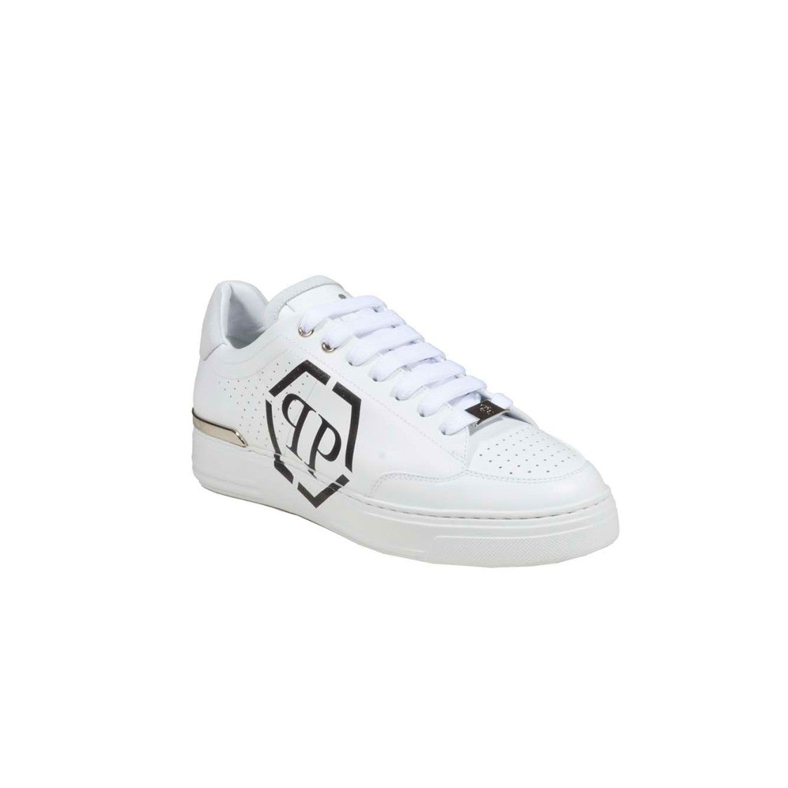 Philipp Plein Hexagon Lo-Top Sneakers In White Leather