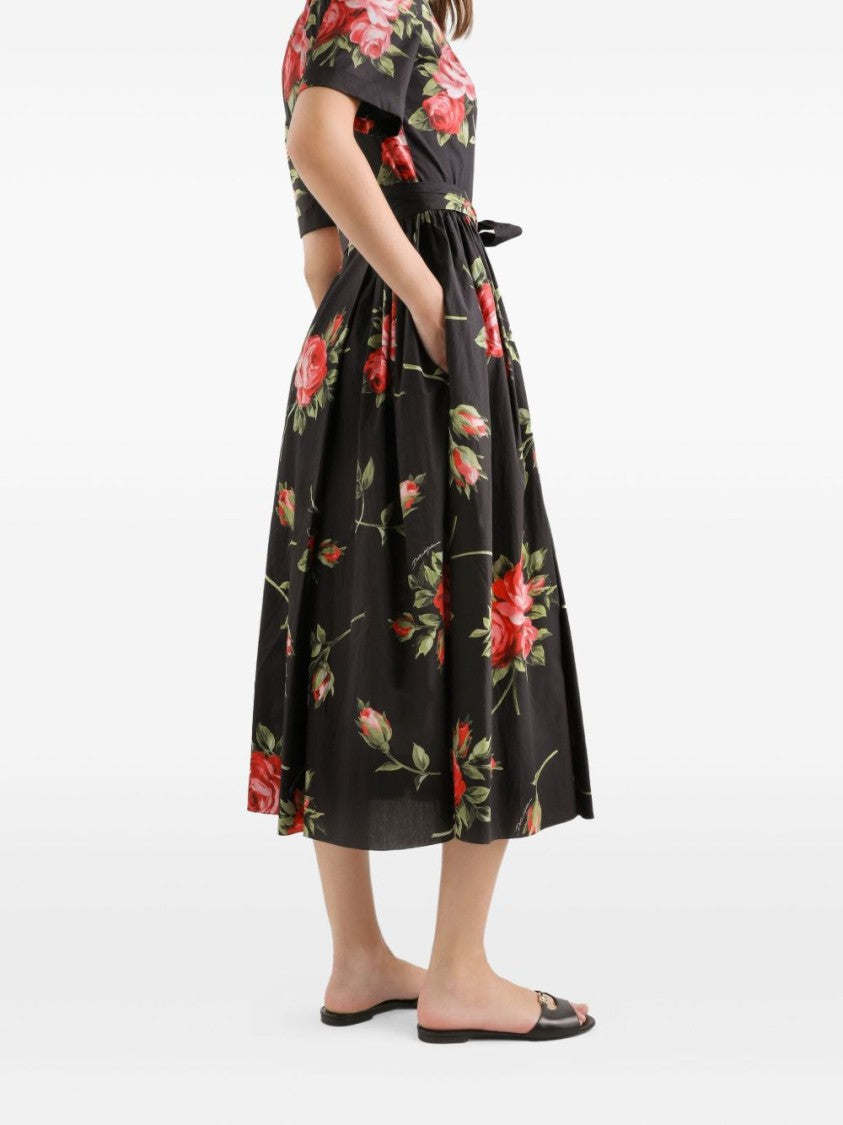 Dolce & Gabbana Shirt-Style Midi Dress With Flared Skirt