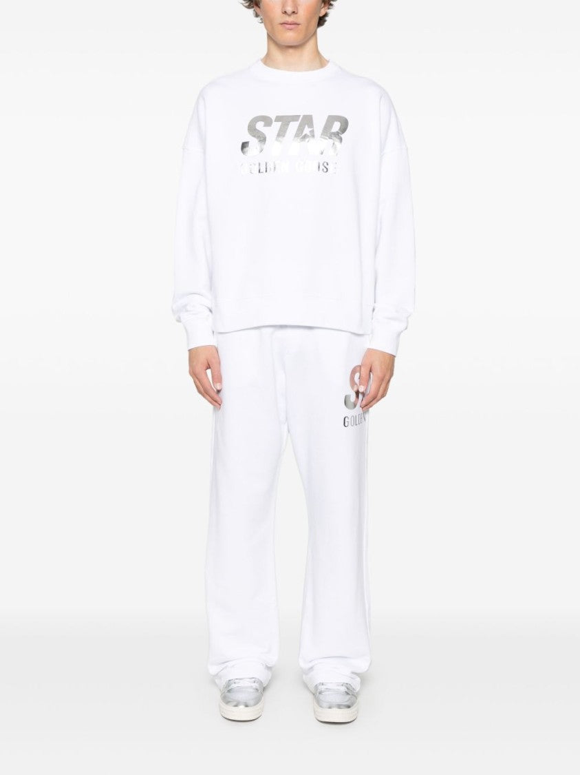Golden Goose Relaxed-Fit White Trousers With Graphic Print