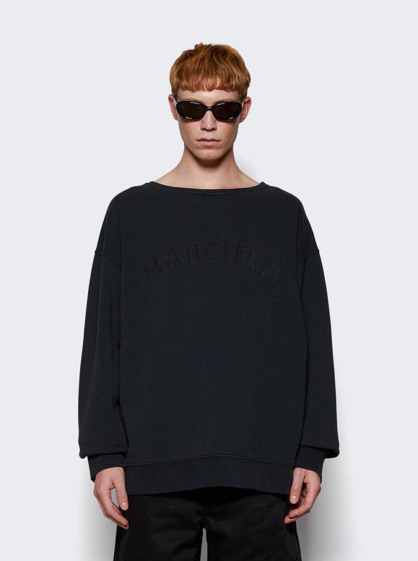Maison Margiela Vintage Effect Organic Cotton Fleece Logo Sweatshirt