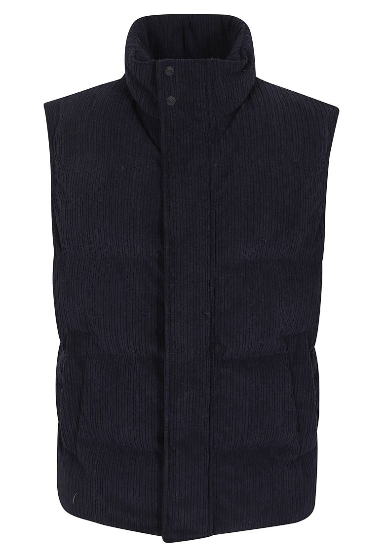 Herno Wide-Wale Corduroy Vest With High Collar And Padded Design