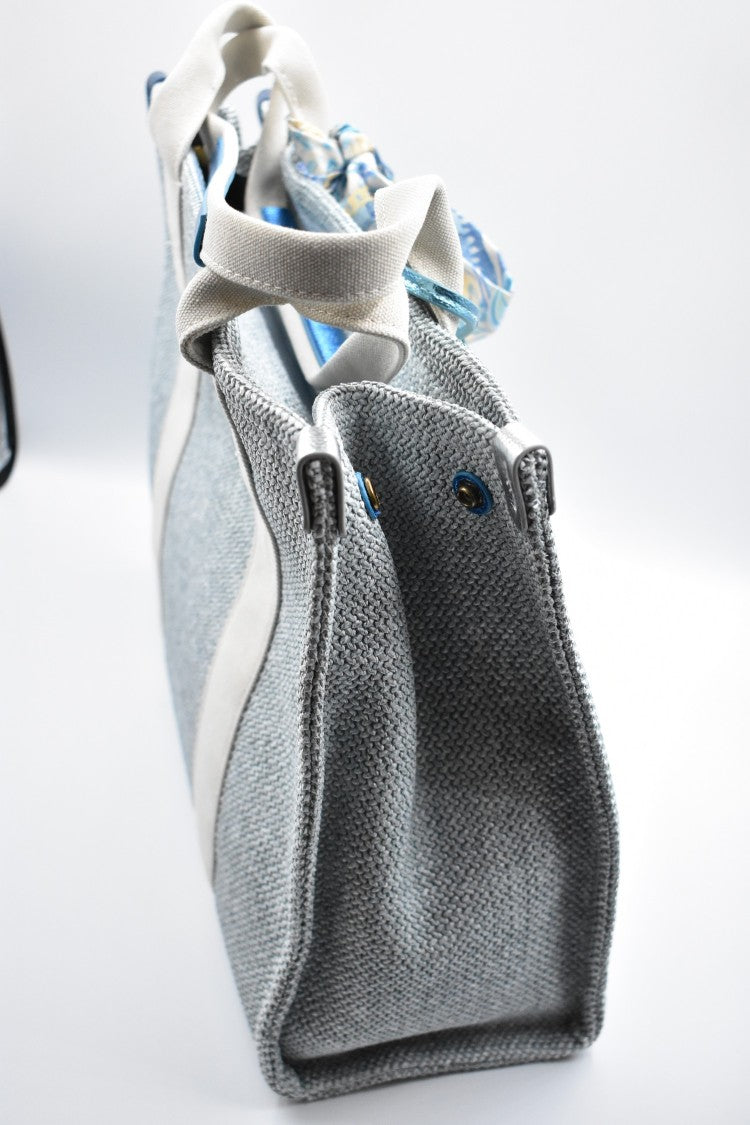 Kurt Geiger Textured Grey Tote Bag With Decorative Scarf