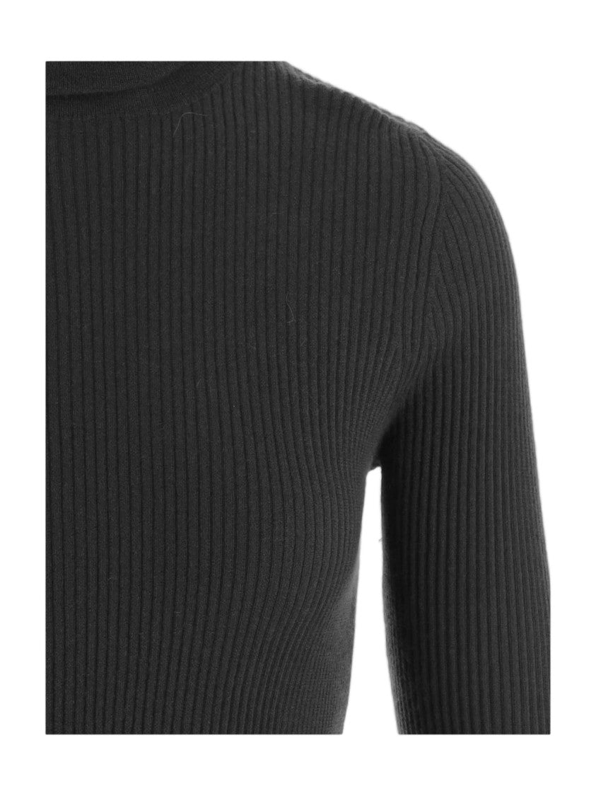 Oliver Lattughi Black Ribbed Cashmere Turtleneck Sweater