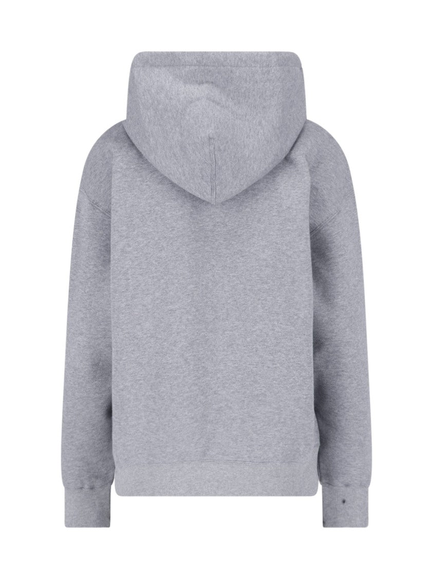 Jil Sander Relaxed Fit Grey Hooded Sweatshirt With Drawstring