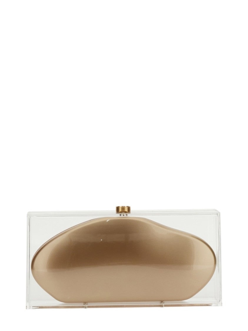 Cult Gaia Sculptural Acrylic Clutch With Gold-Tone Clasp