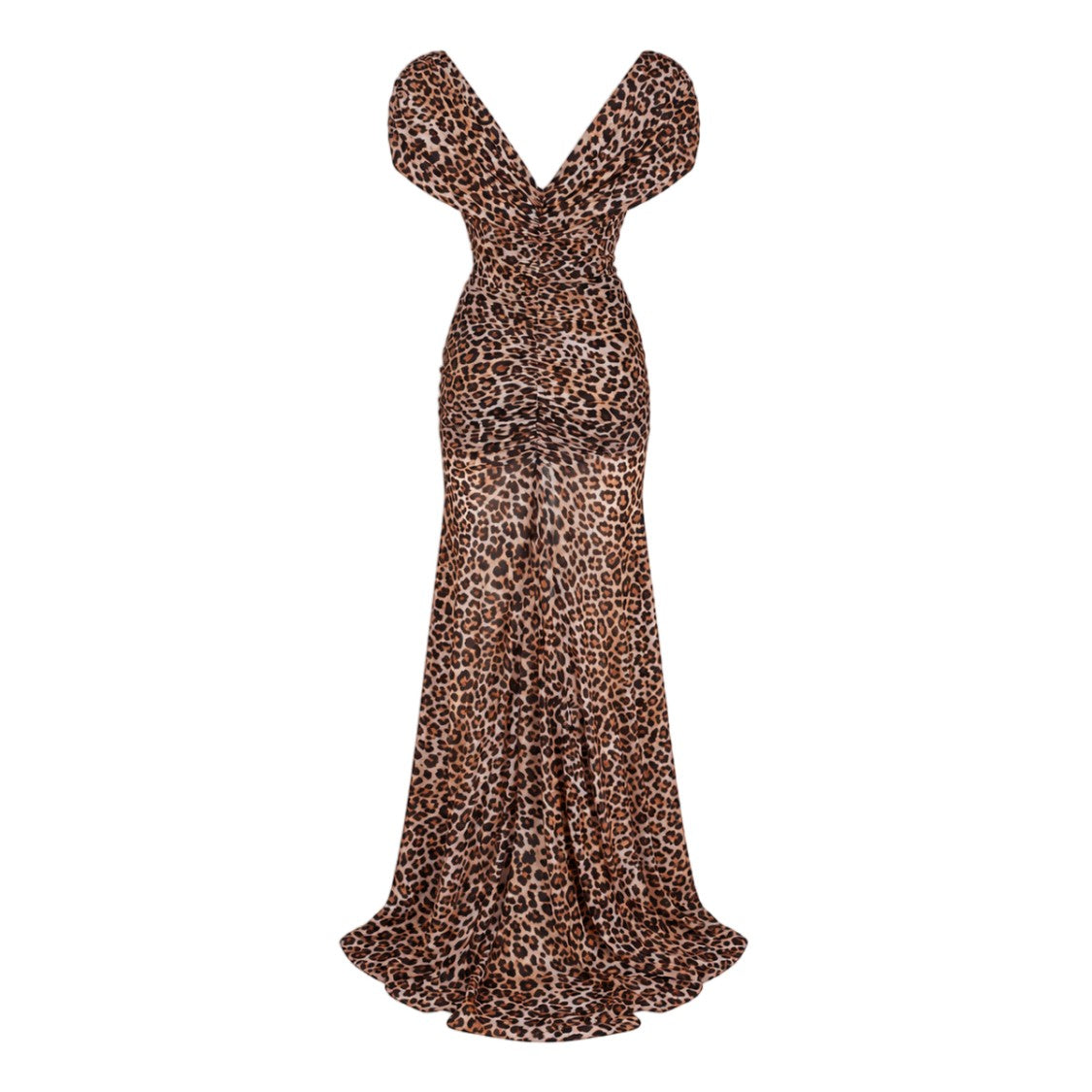 Blumarine Leopard Red Floral Printed Maxi Dress
