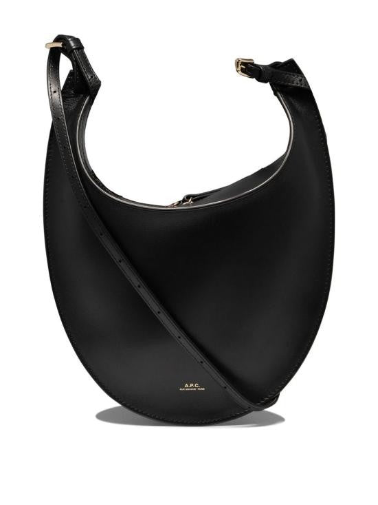A.P.C. Crescent-Shaped Cowhide Leather Tote Bag With Zippered Closure