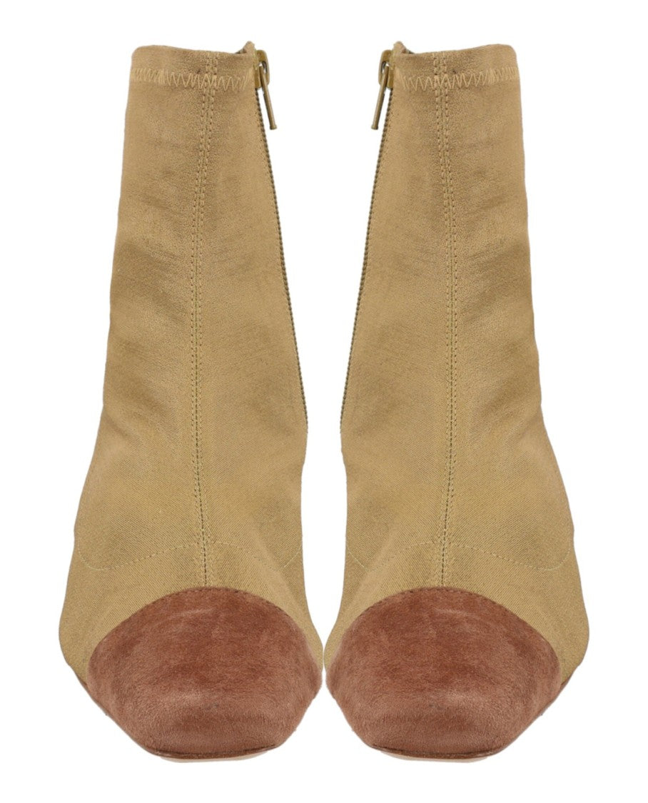 By Far Karl Stretch Satin Suede-Trimmed Sock Boots