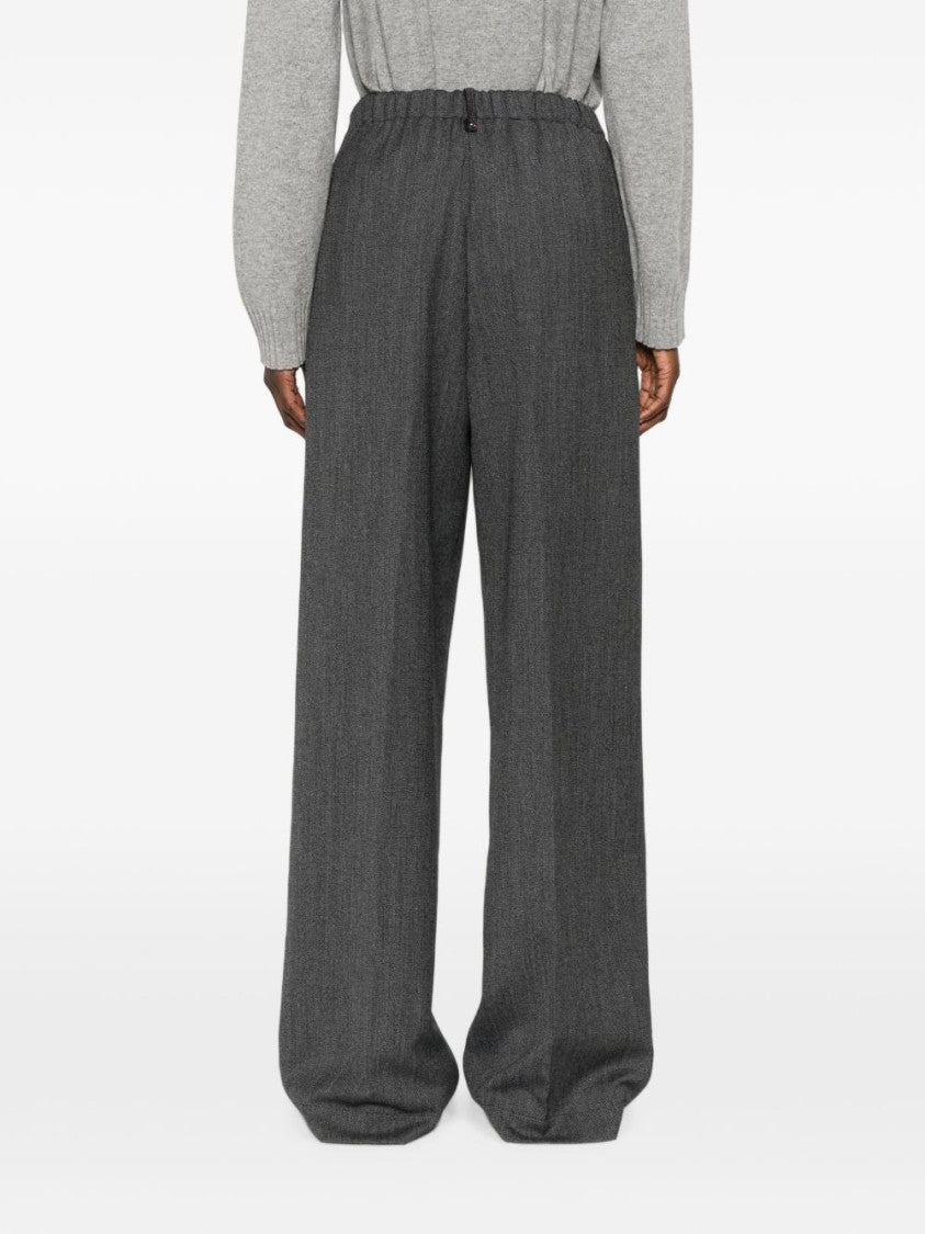 Fabiana Filippi Wide-Leg Textured Vertical Seams Trousers