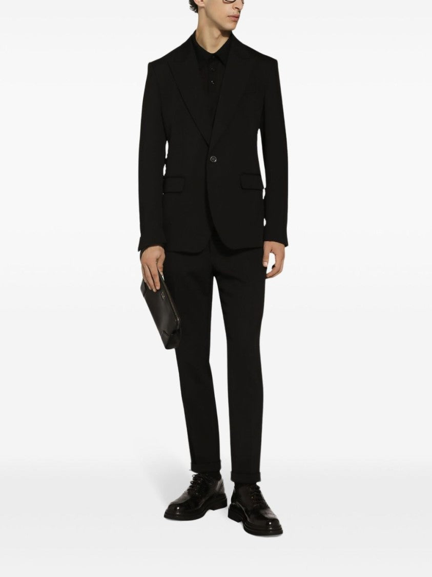 Dolce & Gabbana Tailored Black Jacket With Textured Finish And Notched Lapels
