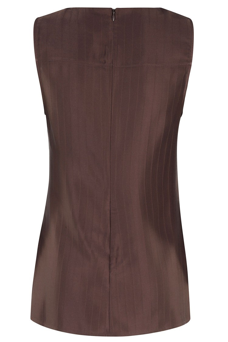 Loulou De Saison Dark Brown Fonda Asymmetrical Side-Draped Viscose Top