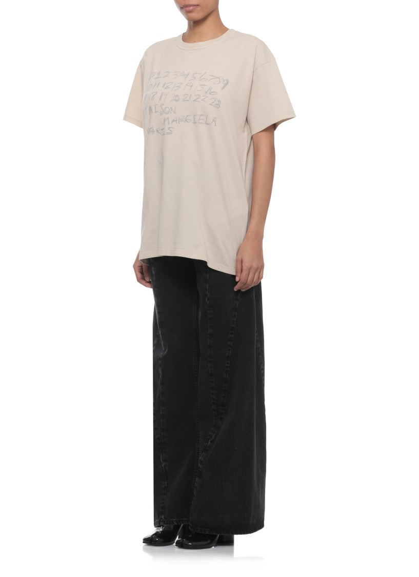Maison Margiela Beige Printed Cotton T-Shirt
