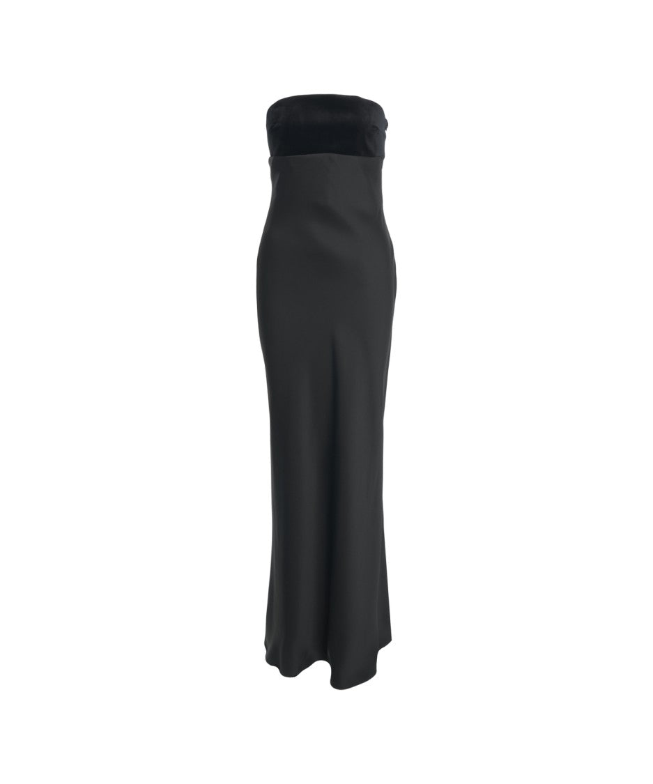 Max Mara Strapless Floor-Length Maxi Dress With Velvet Bodice