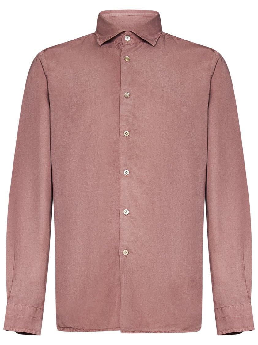 Boglioli Garment-Dyed Long-Sleeved Shirt With Classic Collar