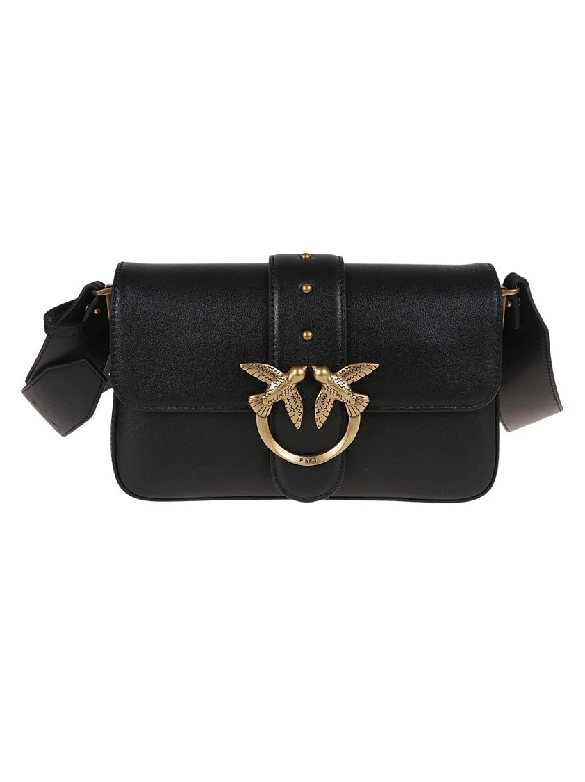 Pinko Black Leather Crossbody Bag