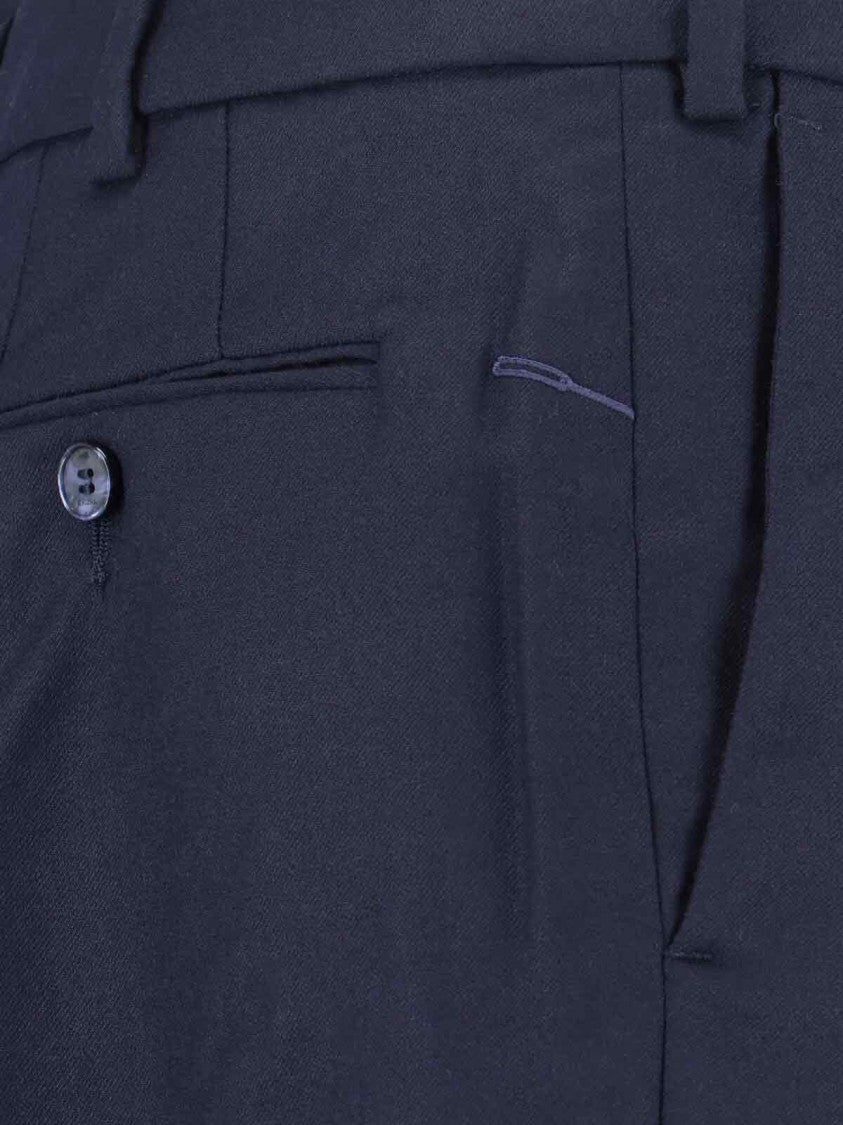 Cruna Navy Mid-Rise Straight-Leg Trousers With Tailored Finish