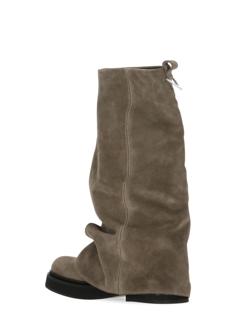 The Attico Brown Combat Robin Draped Suede Boots
