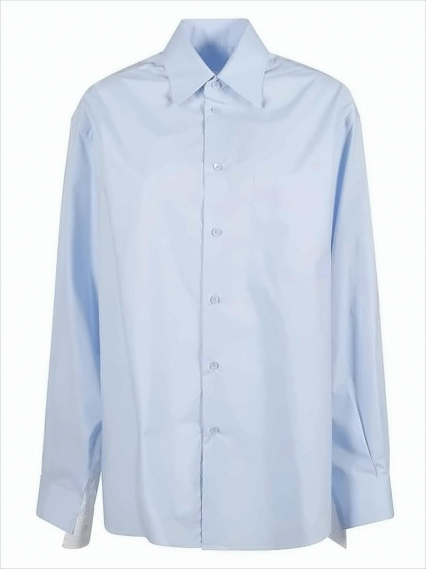 Mm6 By Maison Margiela Relaxed Fit Blue Shirt With Classic Collar