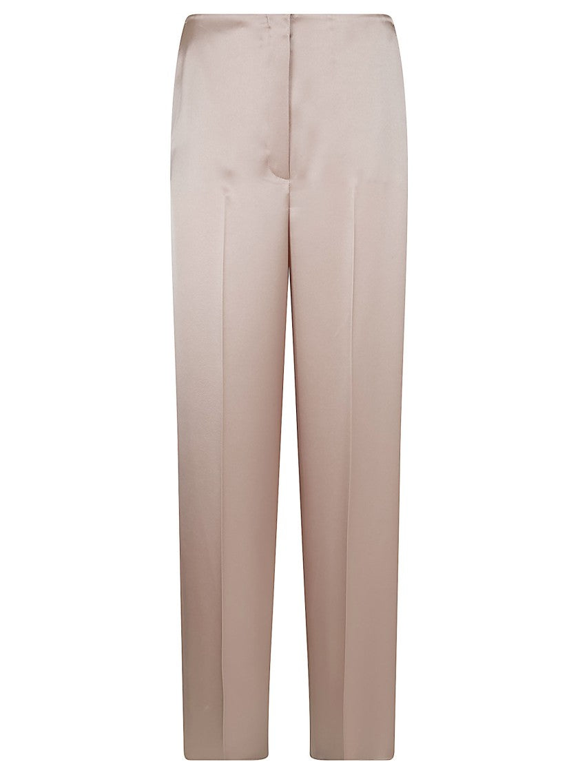Pinko Lustrous Satin Trousers With Concealed Closure And Pressed Crease