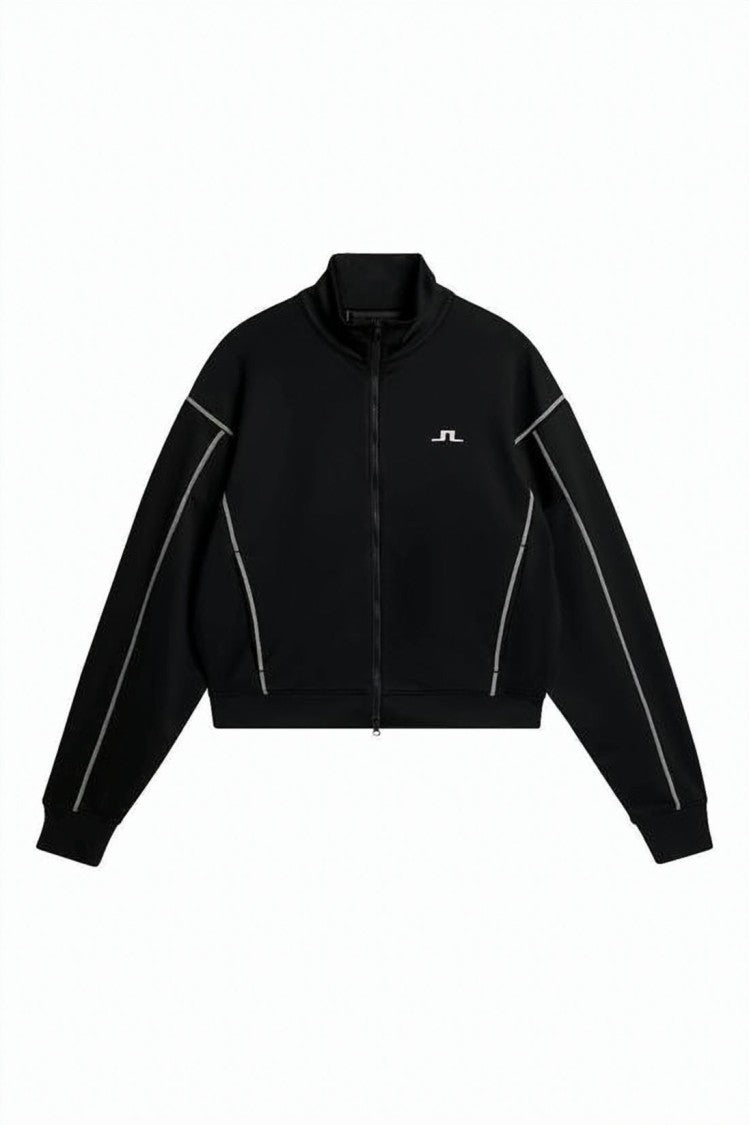 J Lindeberg Cropped Jacket With Reflective Piping And Fitted Silhouette