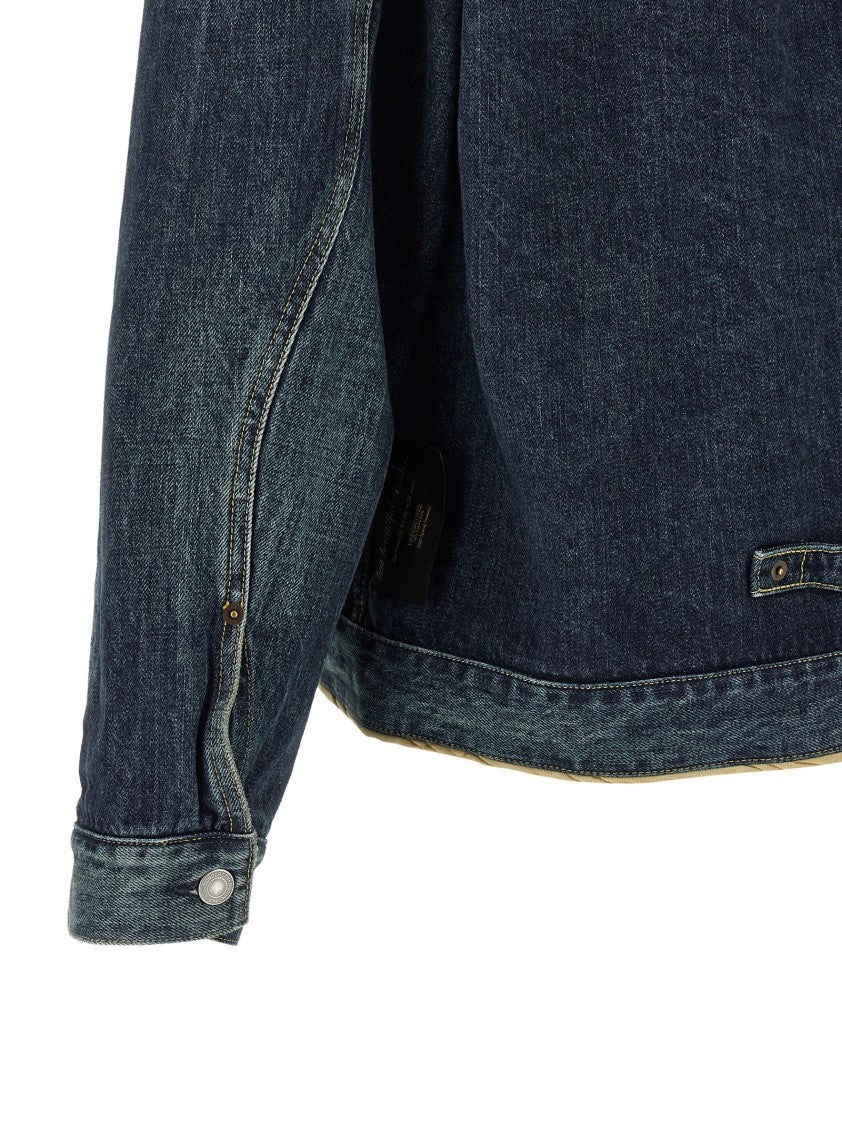 Undercover Sinuous Seams Denim Jacket With Contrasting Stitching