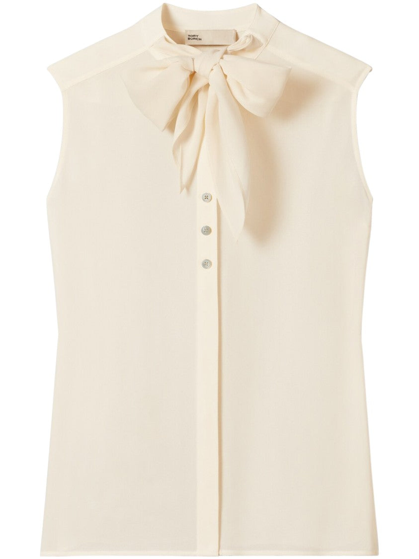 Tory Burch Sleeveless Blouse With Bow Detail And Tailored Silhouette