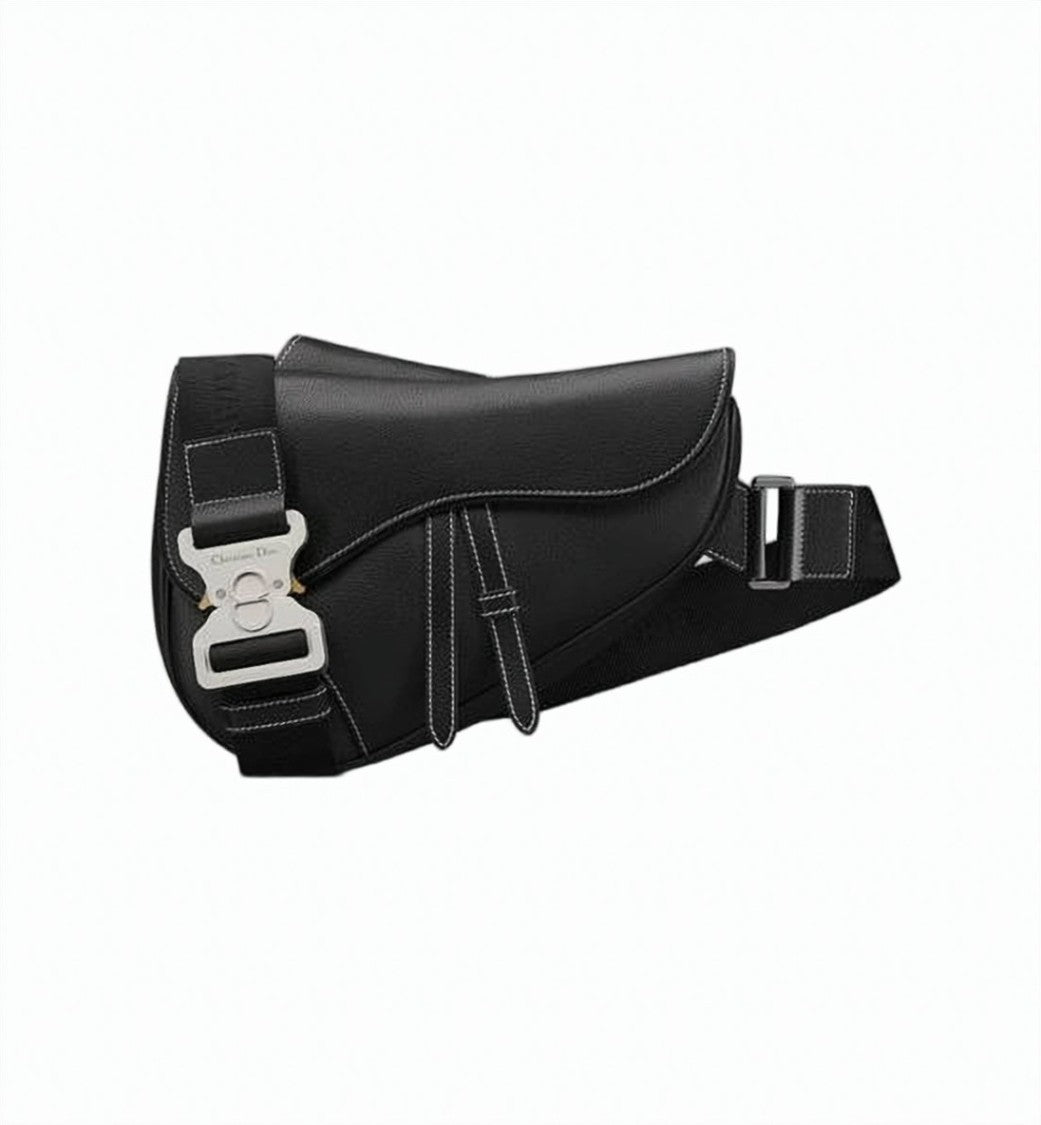 Dior Asymmetrical Black Calf Leather Crossbody Bag