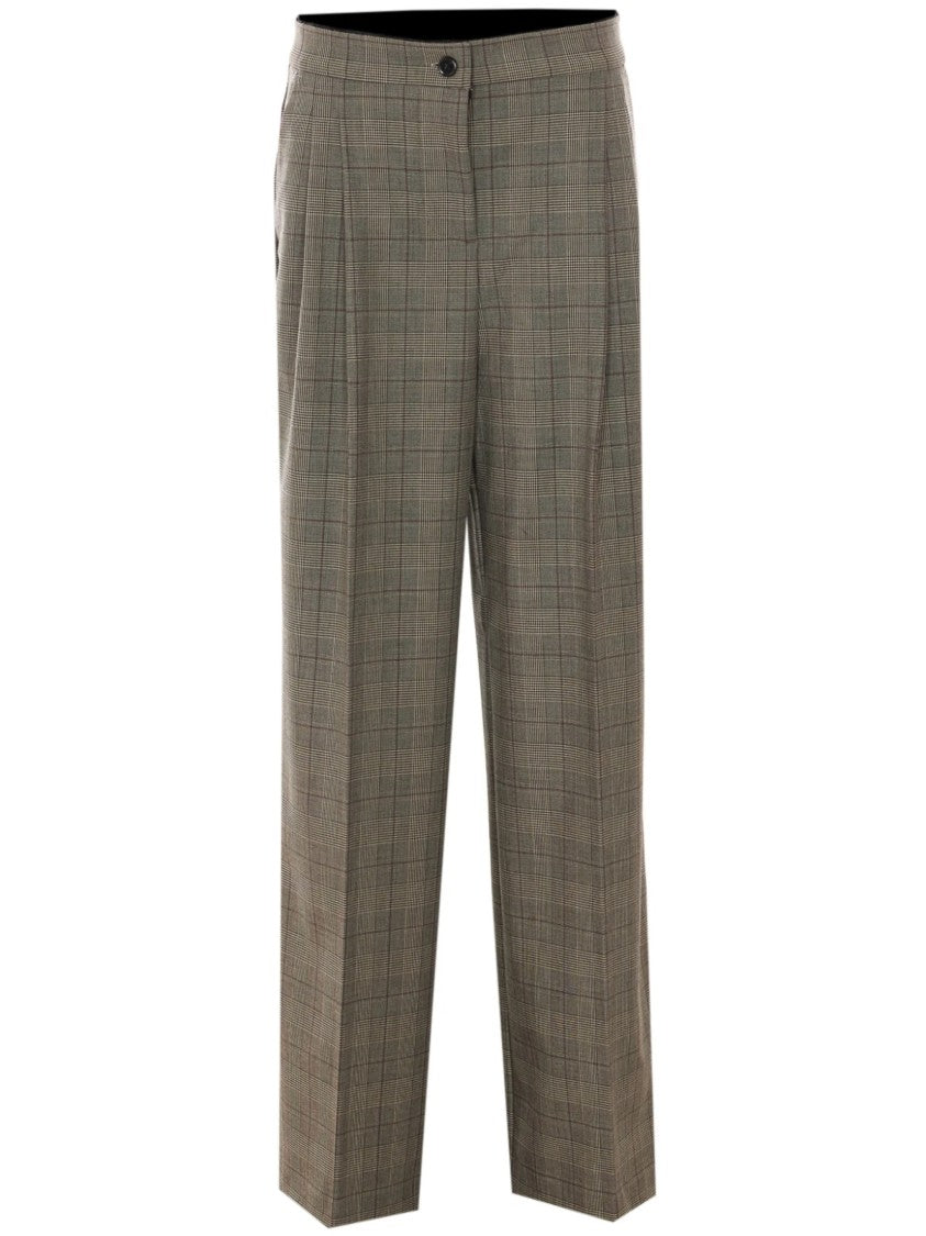Pinko Straight-Leg Tailored Pants With Classic Plaid Design