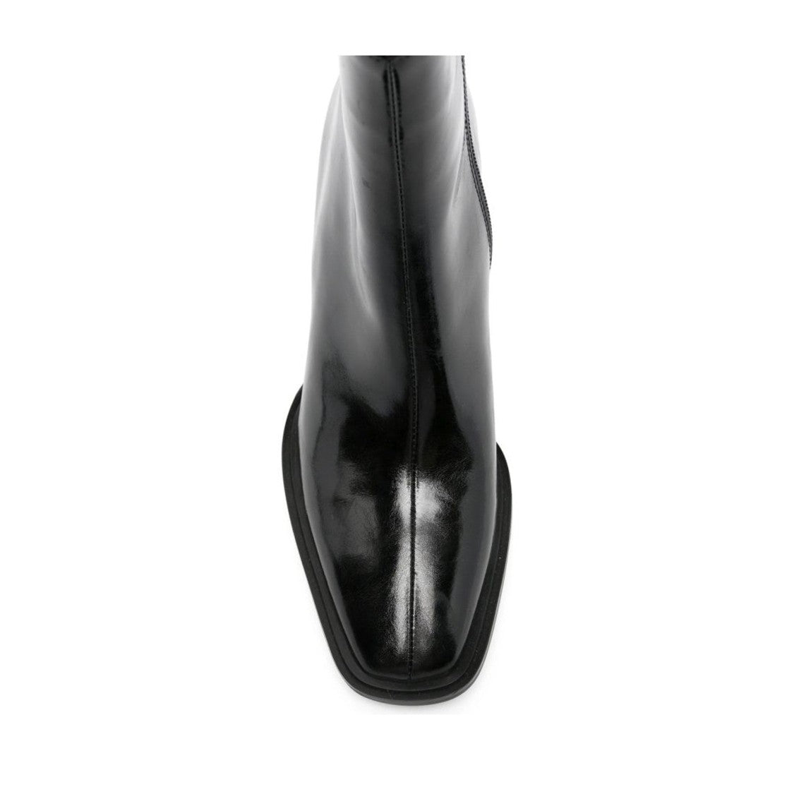 Linda Baumann Black Glossy Pointed Toe Block Heel Leather Boots