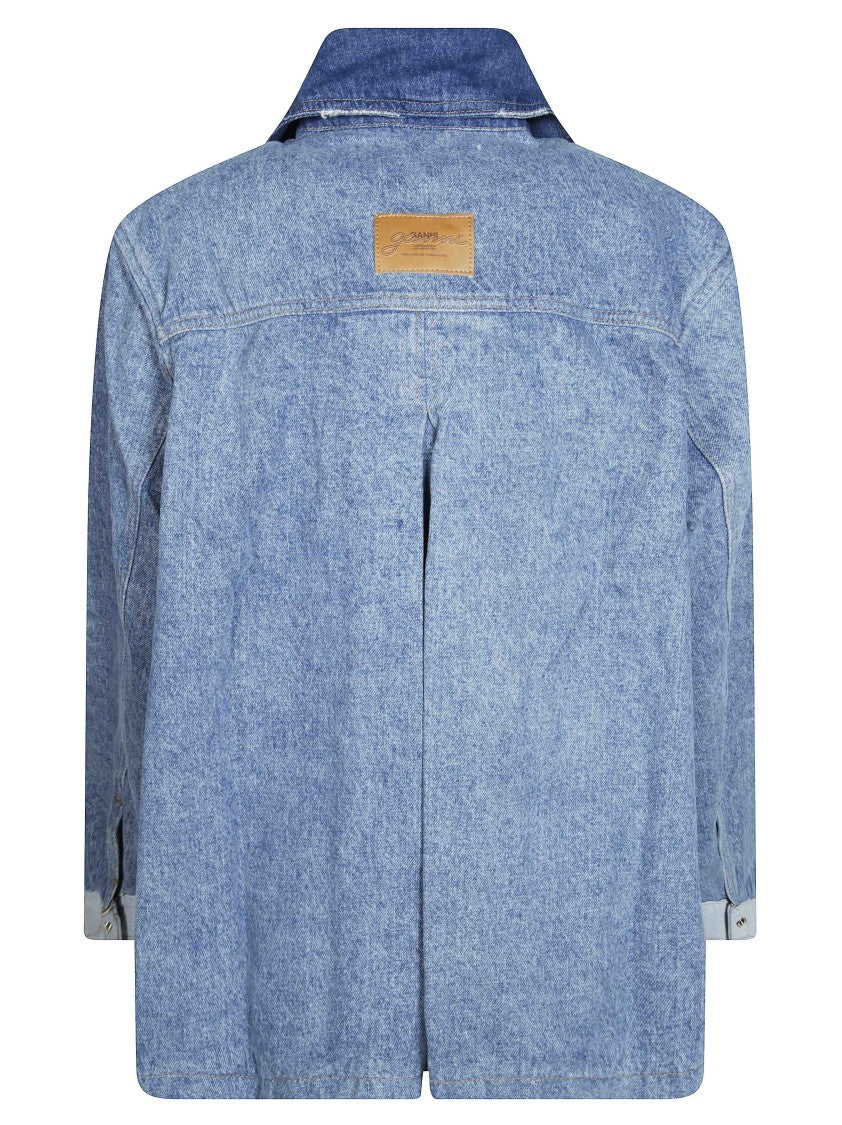 Ganni Patchwork Denim Midi Jacket
