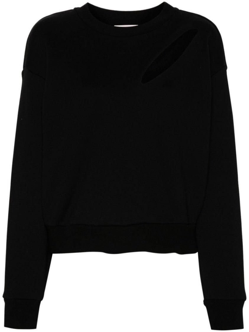 Alexander Mcqueen Crew Neck Black Sweatshirt With Drop Shoulder