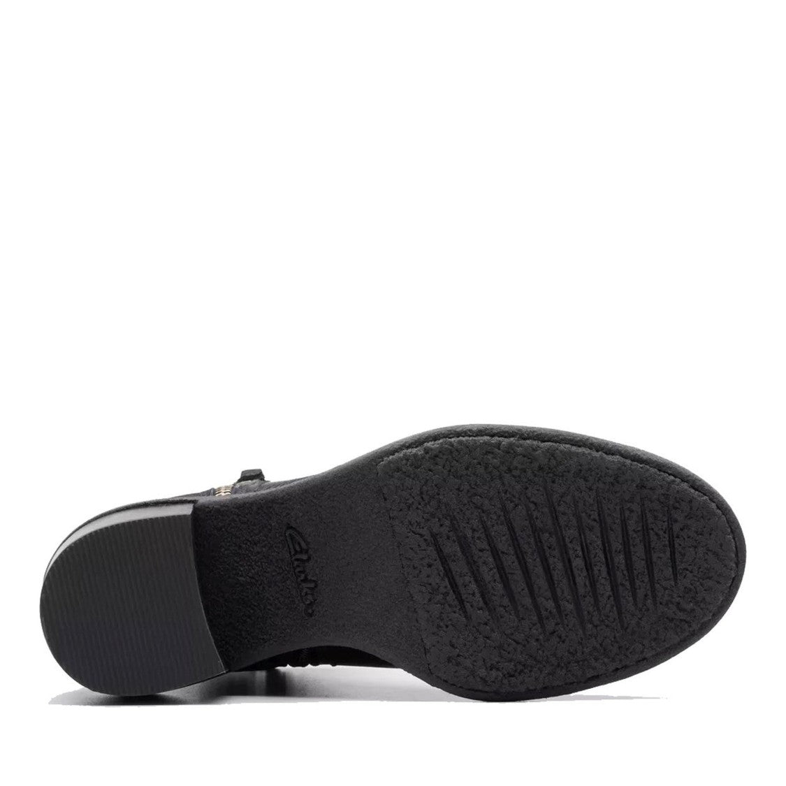 Clarks Black Cassiano Textured Leather Block Heel Boots