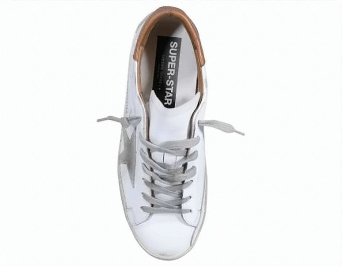Golden Goose White Leather And Suede Sneakers With Vintage Aesthetic